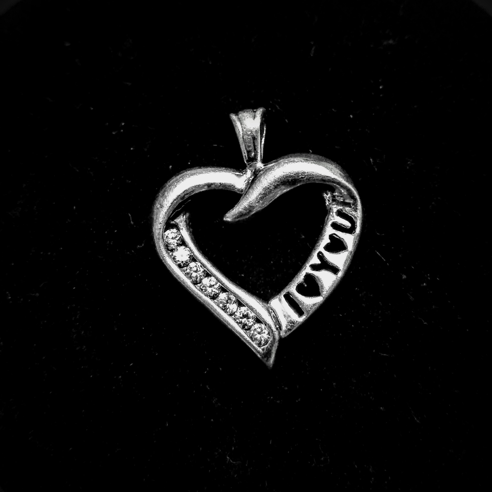 Sterling Silver CZ "I Love You" Pendant